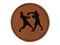 Boxers Boxing Fighting Punch Dodge Round Iron-On Engraved Faux Leather Patch Applique - 2.5"